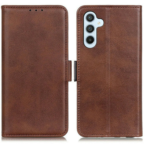 For Samsung Galaxy A18 5G / A18 4G / A17 5G / A17 4G / A26 5G Case Stand Cowhide Texture PU Leather Phone Cover - Brown - 1