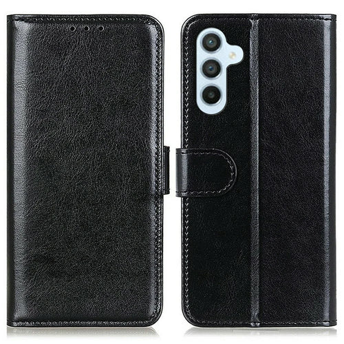 For Samsung Galaxy A18 5G / A18 4G / A17 5G / A17 4G / A26 5G Case Crazy Horse Texture PU Leather Phone Stand Cover - Black - 1