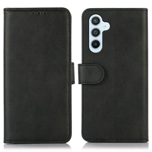For Samsung Galaxy A18 5G / A18 4G / A17 5G / A17 4G / A26 5G Case Cowhide Texture Leather Wallet Phone Cover with Stand - Black - 1