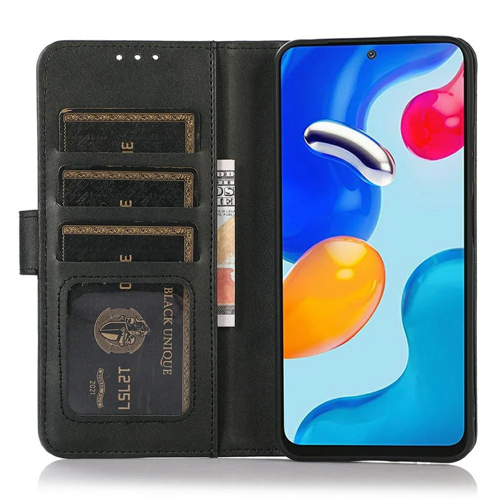 For Samsung Galaxy A18 5G / A18 4G / A17 5G / A17 4G / A26 5G Case Cowhide Texture Leather Wallet Phone Cover with Stand - Black - 2