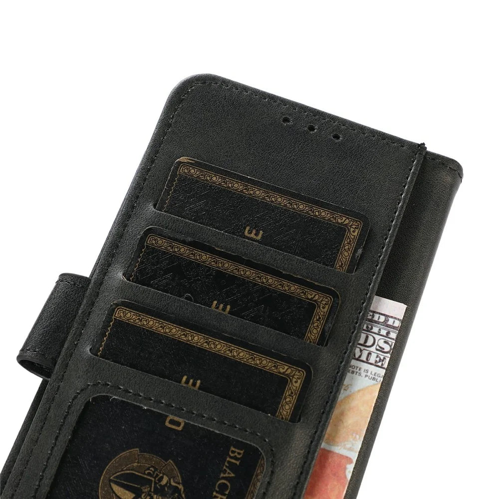 For Samsung Galaxy A18 5G / A18 4G / A17 5G / A17 4G / A26 5G Case Cowhide Texture Leather Wallet Phone Cover with Stand - Black - 4