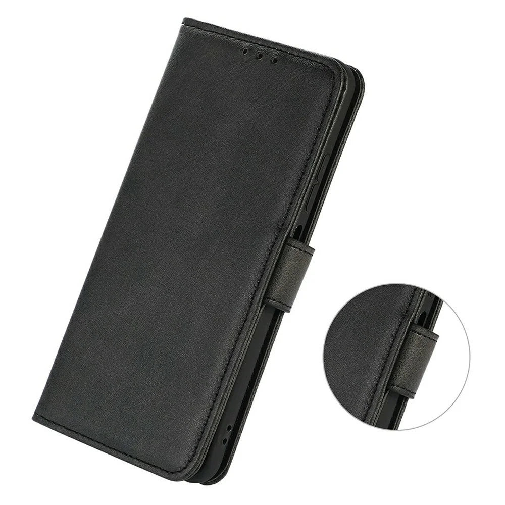 For Samsung Galaxy A18 5G / A18 4G / A17 5G / A17 4G / A26 5G Case Cowhide Texture Leather Wallet Phone Cover with Stand - Black - 5