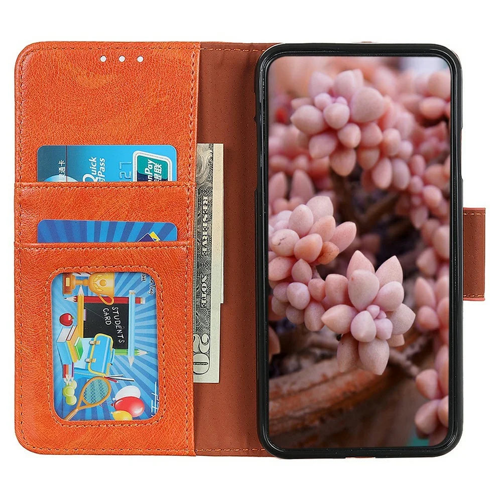 For Samsung Galaxy A18 5G / A18 4G / A17 5G / A17 4G / A26 5G Case Nappa Texture Split Leather Wallet Phone Cover - Orange - 2