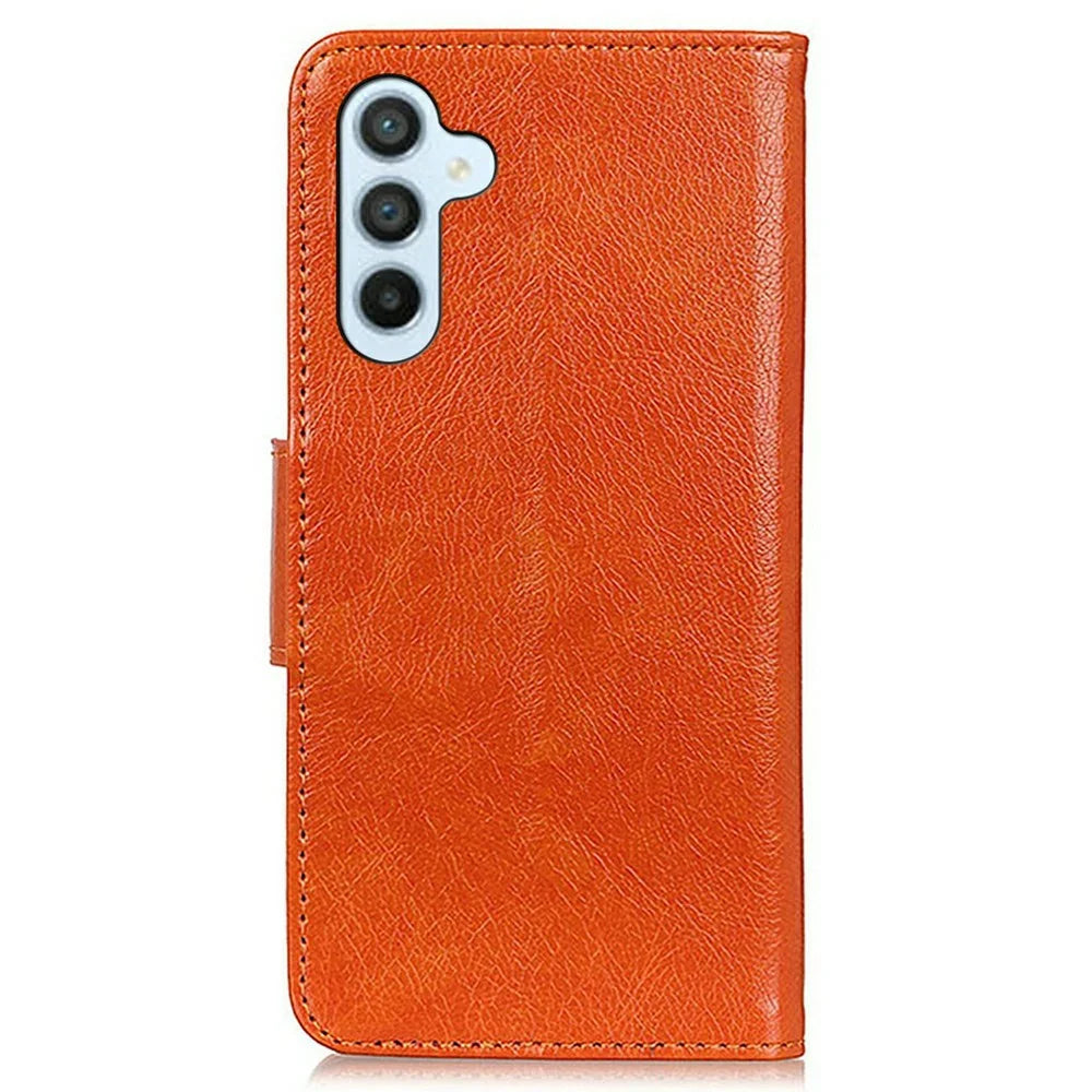 For Samsung Galaxy A18 5G / A18 4G / A17 5G / A17 4G / A26 5G Case Nappa Texture Split Leather Wallet Phone Cover - Orange - 7