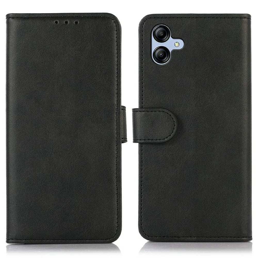 For Samsung Galaxy A08 5G / A08 4G / A07 5G / A07 4G / A06 5G / A06 4G Case Cowhide Texture Leather Wallet Phone Cover with Stand - Black - 1