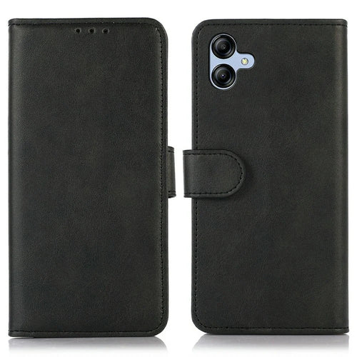 For Samsung Galaxy A08 5G / A08 4G / A07 5G / A07 4G / A06 5G / A06 4G Case Cowhide Texture Leather Wallet Phone Cover with Stand - Black - 1