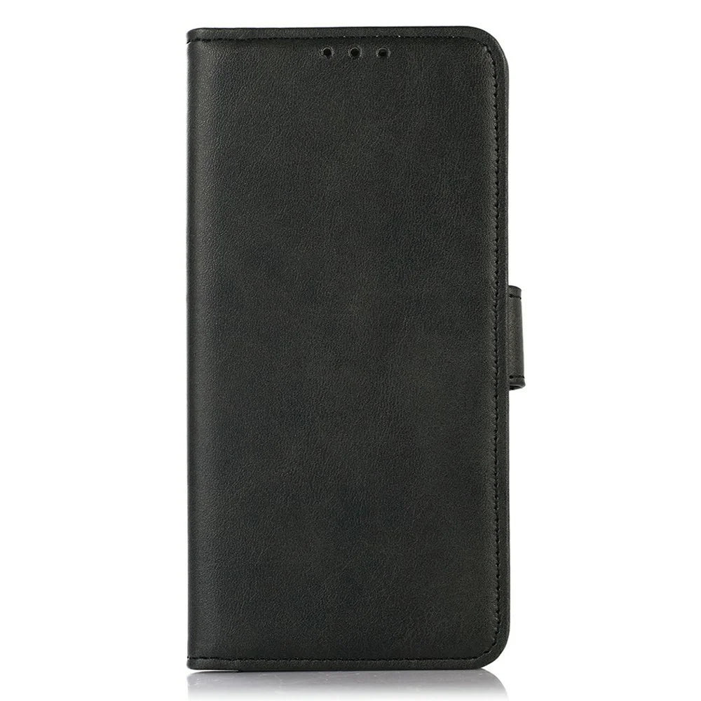 For Samsung Galaxy A08 5G / A08 4G / A07 5G / A07 4G / A06 5G / A06 4G Case Cowhide Texture Leather Wallet Phone Cover with Stand - Black - 6