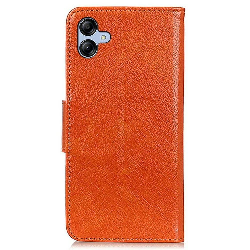 For Samsung Galaxy A08 5G / A08 4G / A07 5G / A07 4G / A06 5G / A06 4G Case Nappa Texture Split Leather Wallet Phone Cover - Orange - 7