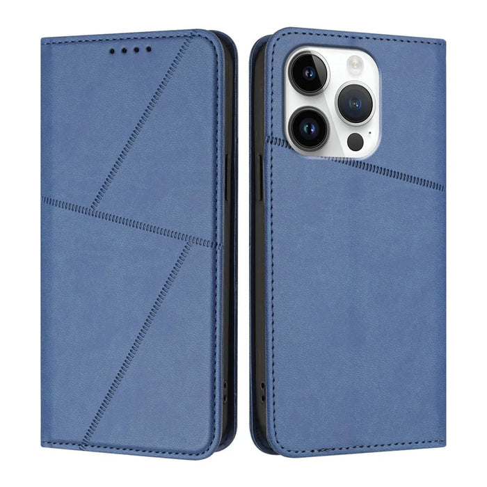 For iPhone 16 Pro Max Wallet Case Magnetic Closure Leather Flip Phone Cover with Stand - Royal Blue - 1