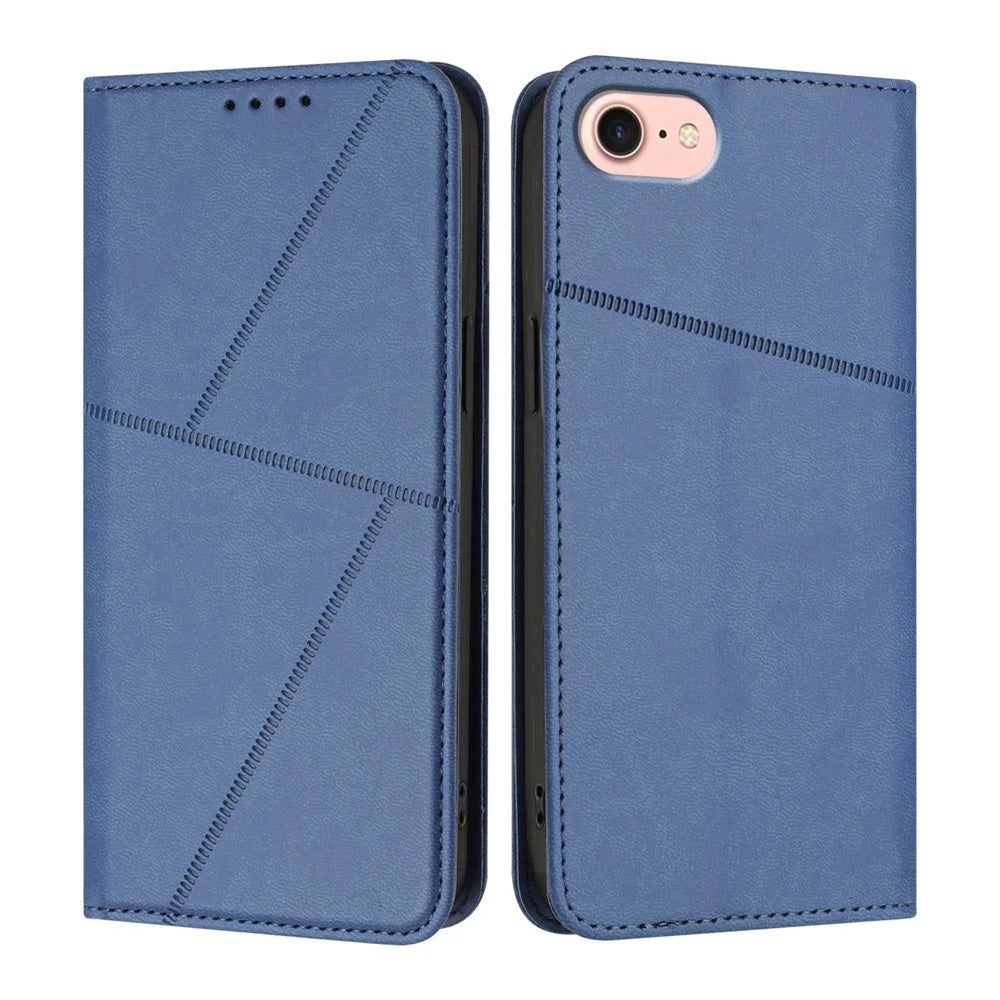 For iPhone 17e / 16e Wallet Case Magnetic Closure Leather Flip Phone Cover with Stand - Royal Blue - 1