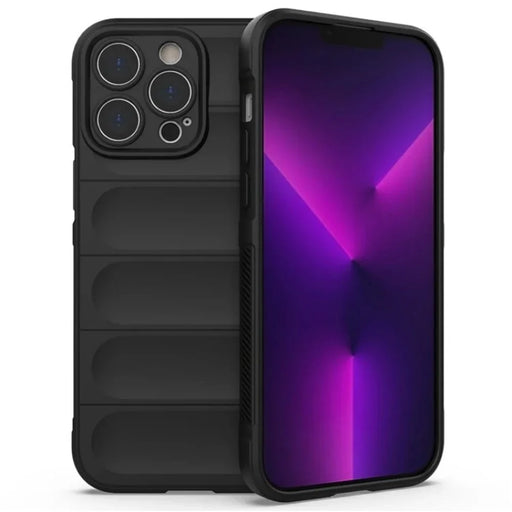 WANLONFENG For iPhone 12 Pro 6.1 inch TPU Case  HD Series Anti Slip Phone Cover with Tempered Glass - Black - 2