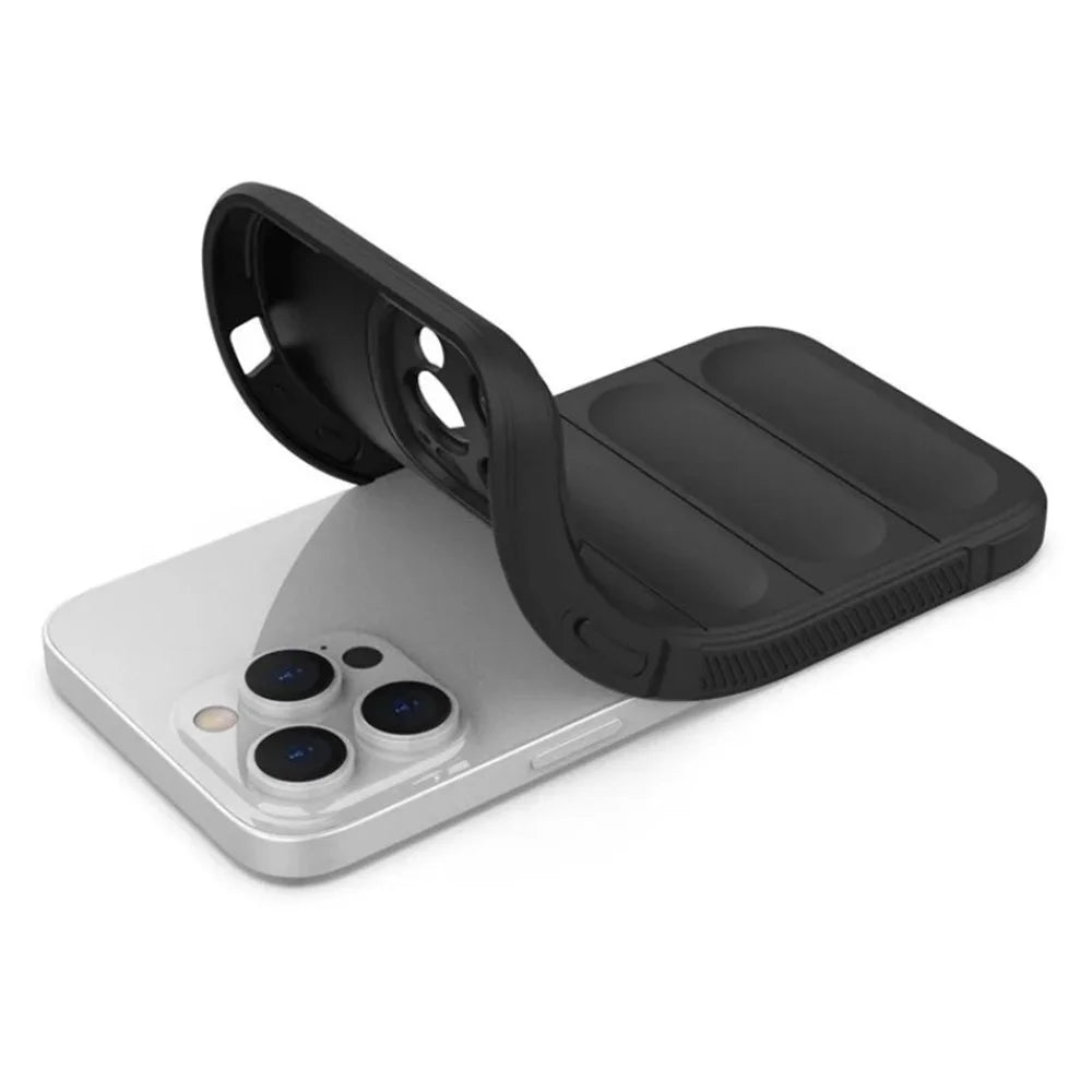WANLONFENG For iPhone 14 Pro TPU Case  HD Series Anti Slip Phone Cover with Tempered Glass - Black - 4