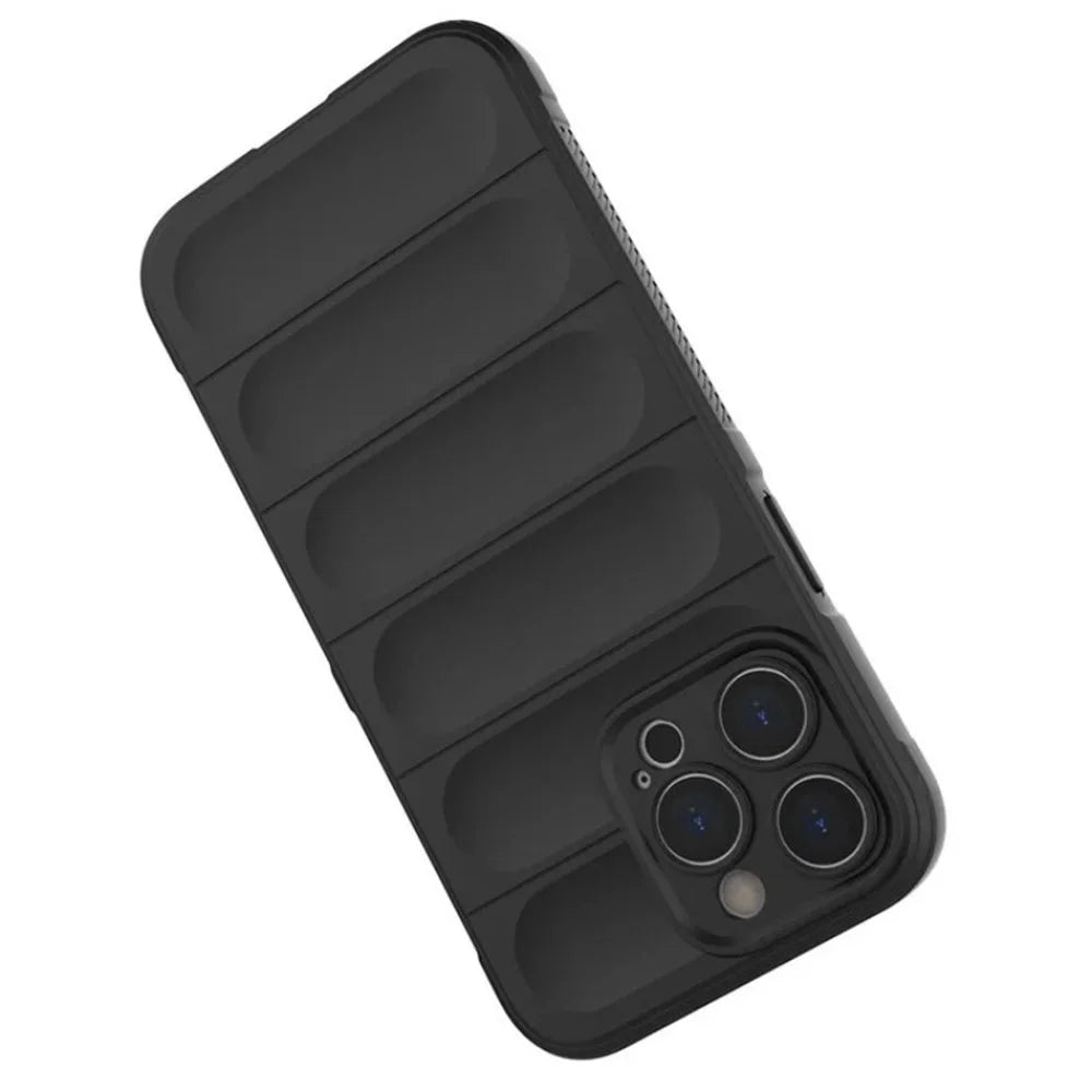 WANLONFENG For iPhone 14 Pro TPU Case  HD Series Anti Slip Phone Cover with Tempered Glass - Black - 5