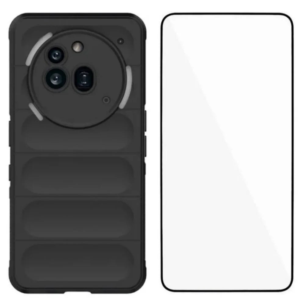 WANLONFENG For Nothing Phone (3a) Pro TPU Case  HD Series Anti Slip Phone Cover with Tempered Glass - Black - 1