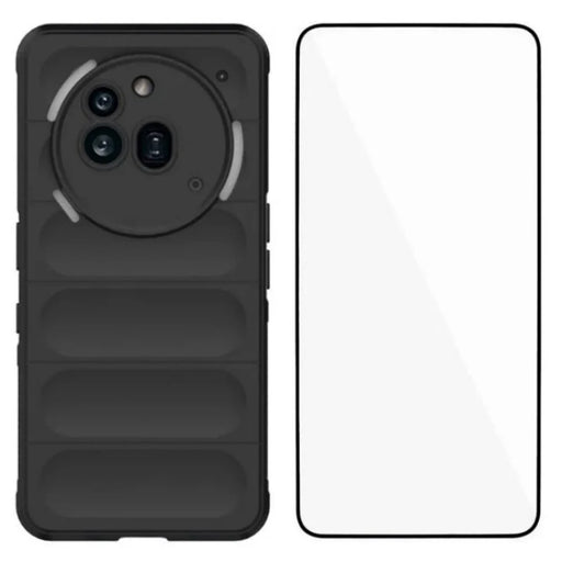 WANLONFENG For Nothing Phone (3a) Pro TPU Case  HD Series Anti Slip Phone Cover with Tempered Glass - Black - 1