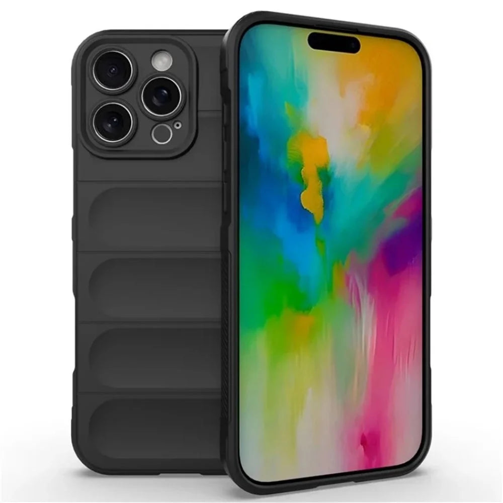 WANLONFENG For iPhone 16 Pro Max TPU Case  HD Series Anti Slip Phone Cover with Tempered Glass - Black - 2