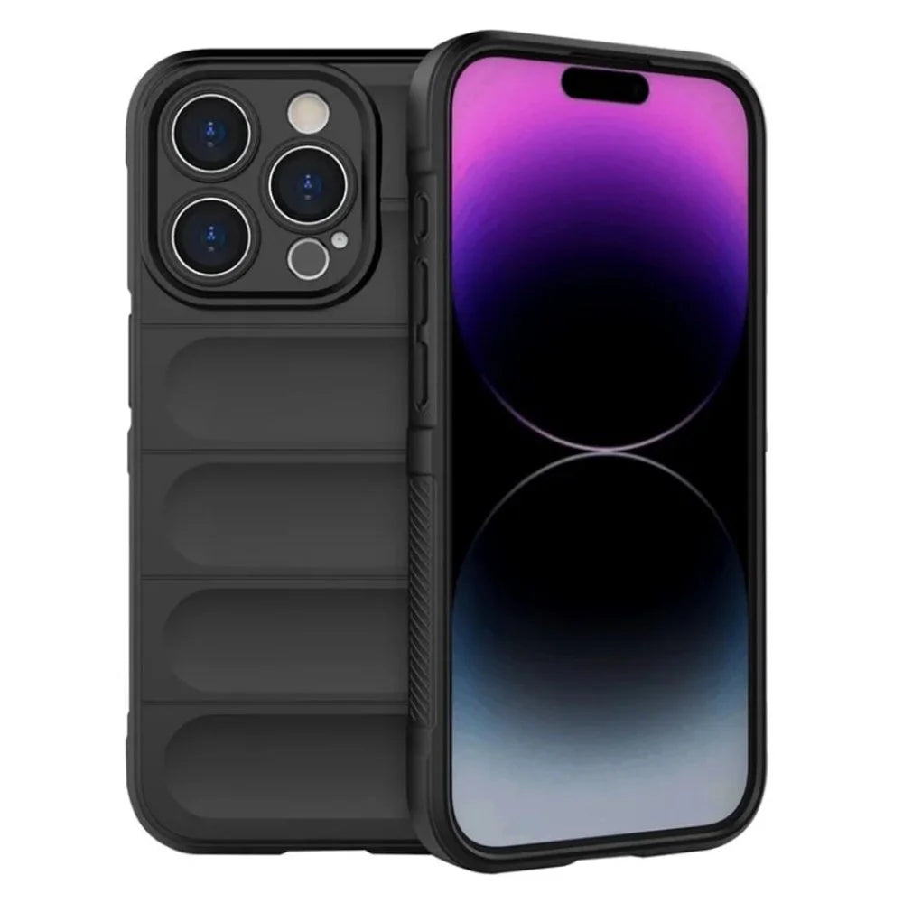 WANLONFENG For iPhone 15 Pro TPU Case  HD Series Anti Slip Phone Cover with Tempered Glass - Black - 2