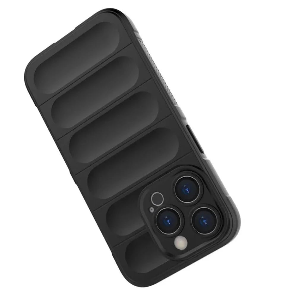 WANLONFENG For iPhone 15 Pro Max TPU Case  HD Series Anti Slip Phone Cover with Tempered Glass - Black - 4