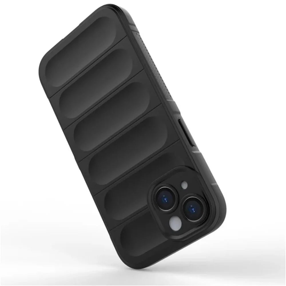 WANLONFENG For iPhone 15 TPU Case  HD Series Anti Slip Phone Cover with Tempered Glass - Black - 4