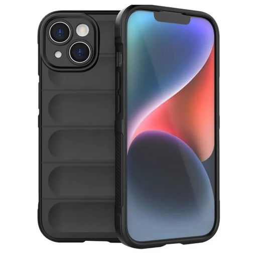 WANLONFENG For iPhone 15 Plus TPU Case  HD Series Anti Slip Phone Cover with Tempered Glass - Black - 2