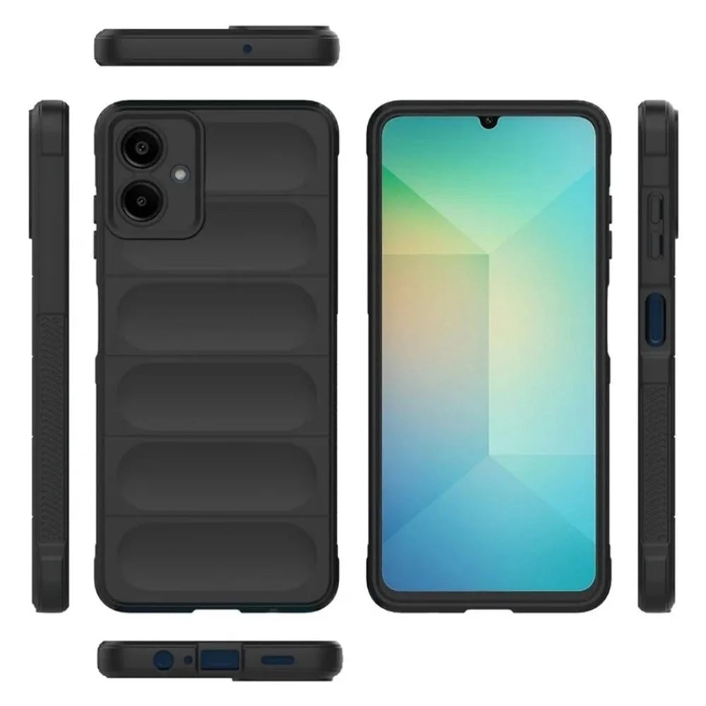 WANLONFENG For Samsung Galaxy A06 4G TPU Case  HD Series Anti Slip Phone Cover with Tempered Glass - Black - 6