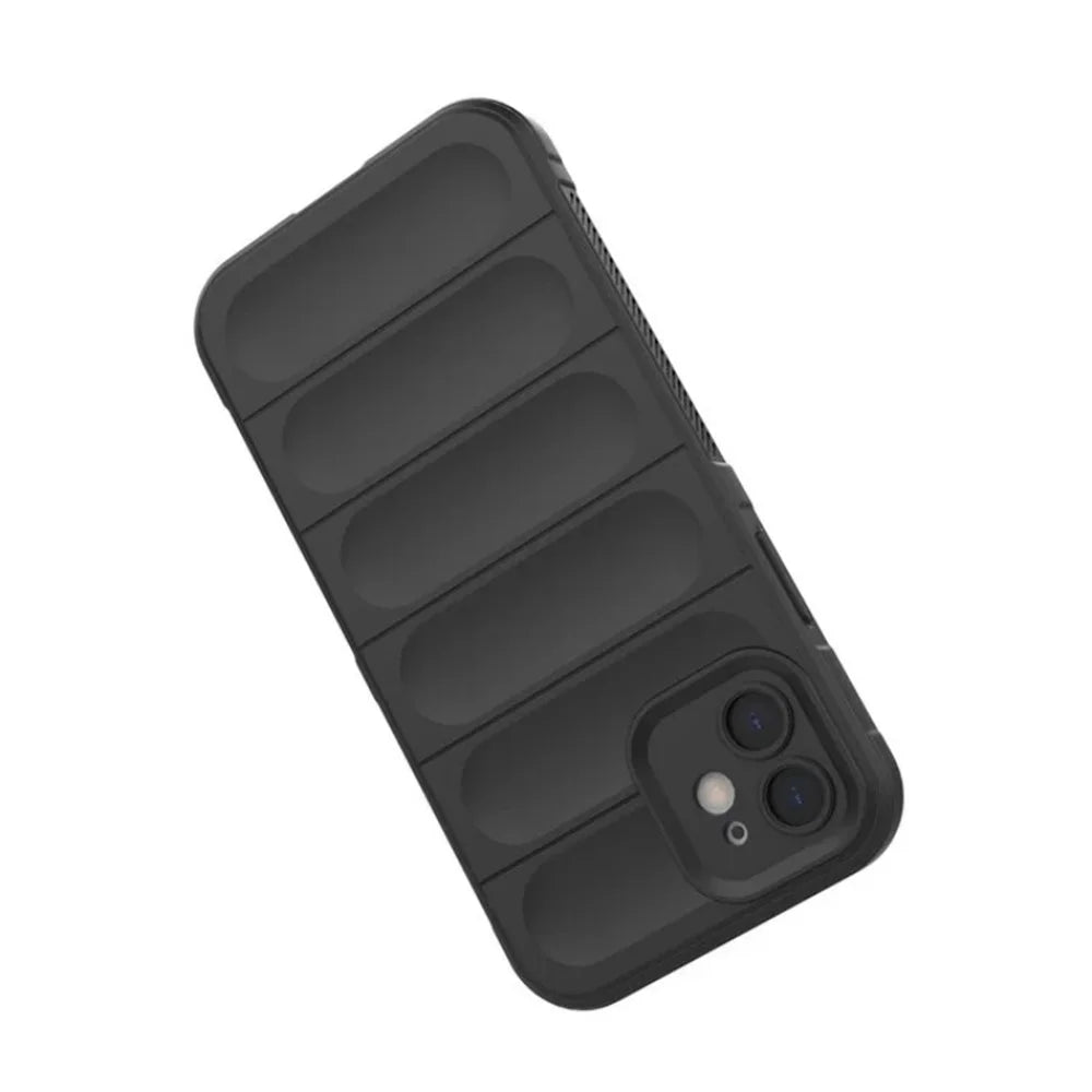 WANLONFENG For iPhone 12 6.1 inch TPU Case  HD Series Anti Slip Phone Cover with Tempered Glass - Black - 5