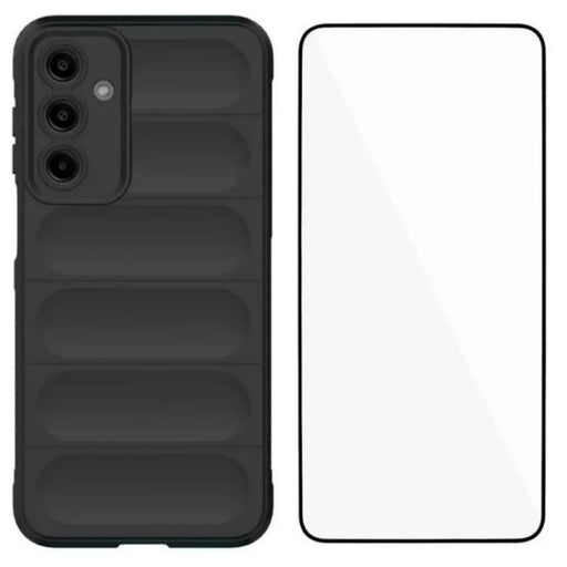 WANLONFENG For Samsung Galaxy A56 5G TPU Case  HD Series Anti Slip Phone Cover with Tempered Glass - Black - 1