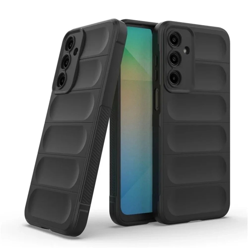 WANLONFENG For Samsung Galaxy A56 5G TPU Case  HD Series Anti Slip Phone Cover with Tempered Glass - Black - 5