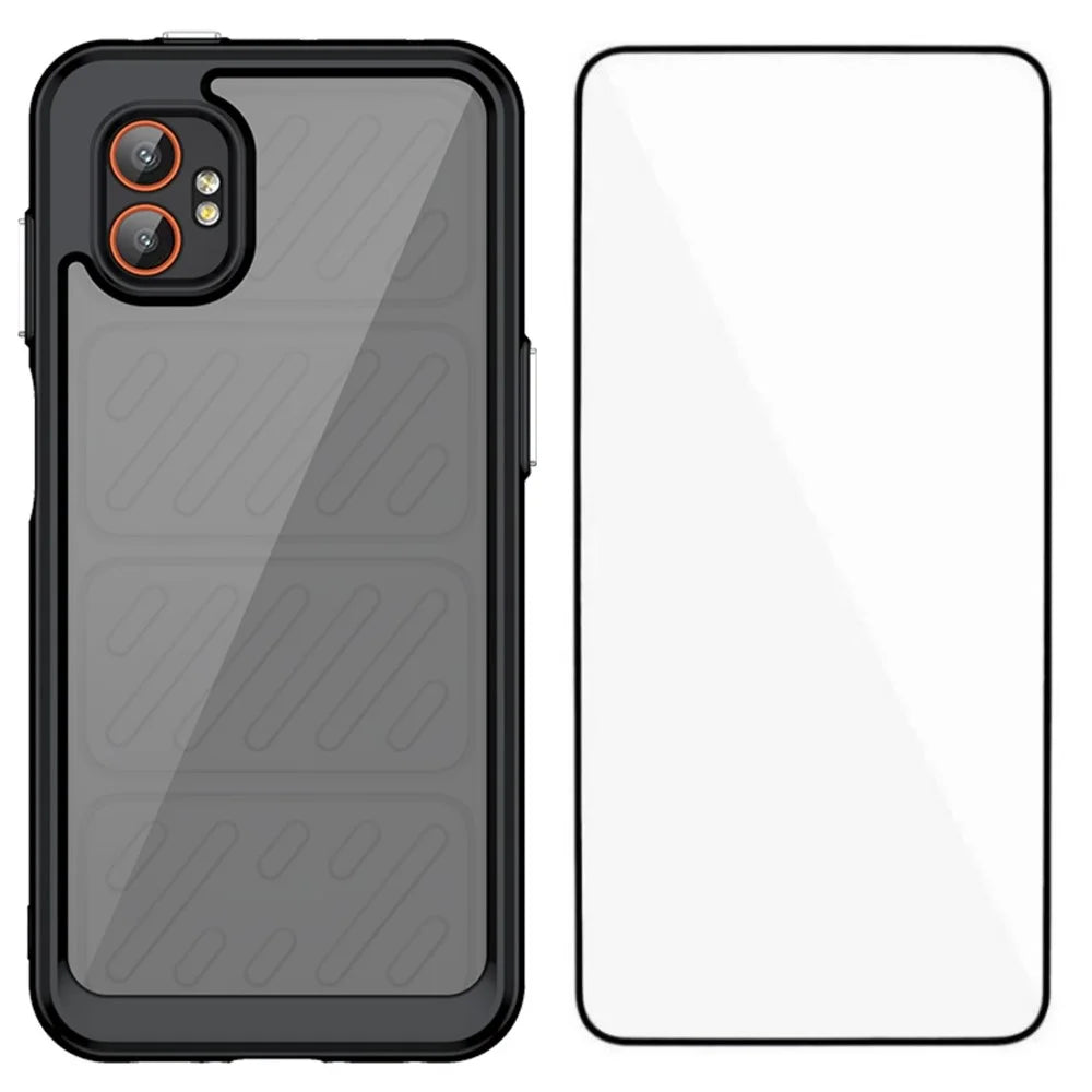 WANLONFENG For Samsung Galaxy XCover7 Pro Phone Case  XC Series TPU Acrylic Cover with Tempered Glass (Big Lens Hole) - Black - 1