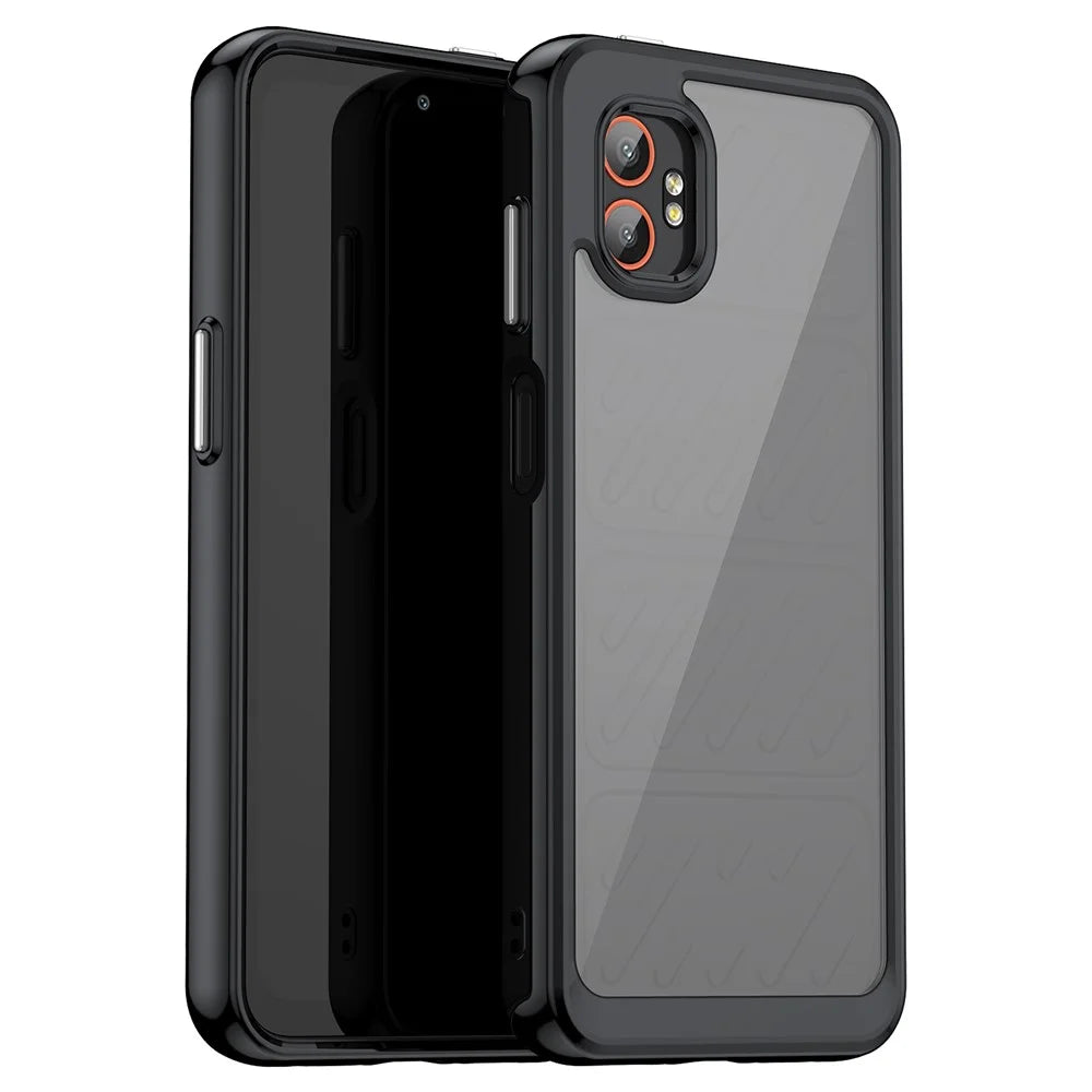 WANLONFENG For Samsung Galaxy XCover7 Pro Phone Case  XC Series TPU Acrylic Cover with Tempered Glass (Big Lens Hole) - Black - 2