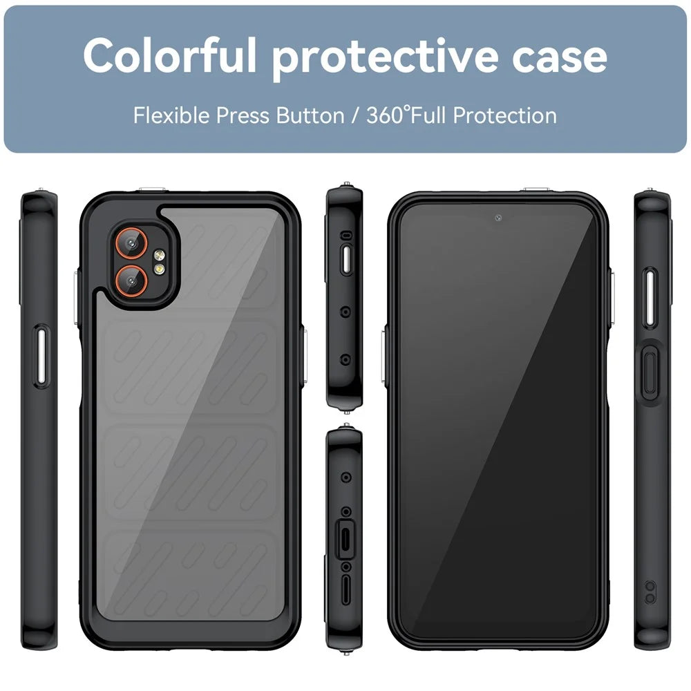 WANLONFENG For Samsung Galaxy XCover7 Pro Phone Case  XC Series TPU Acrylic Cover with Tempered Glass (Big Lens Hole) - Black - 3