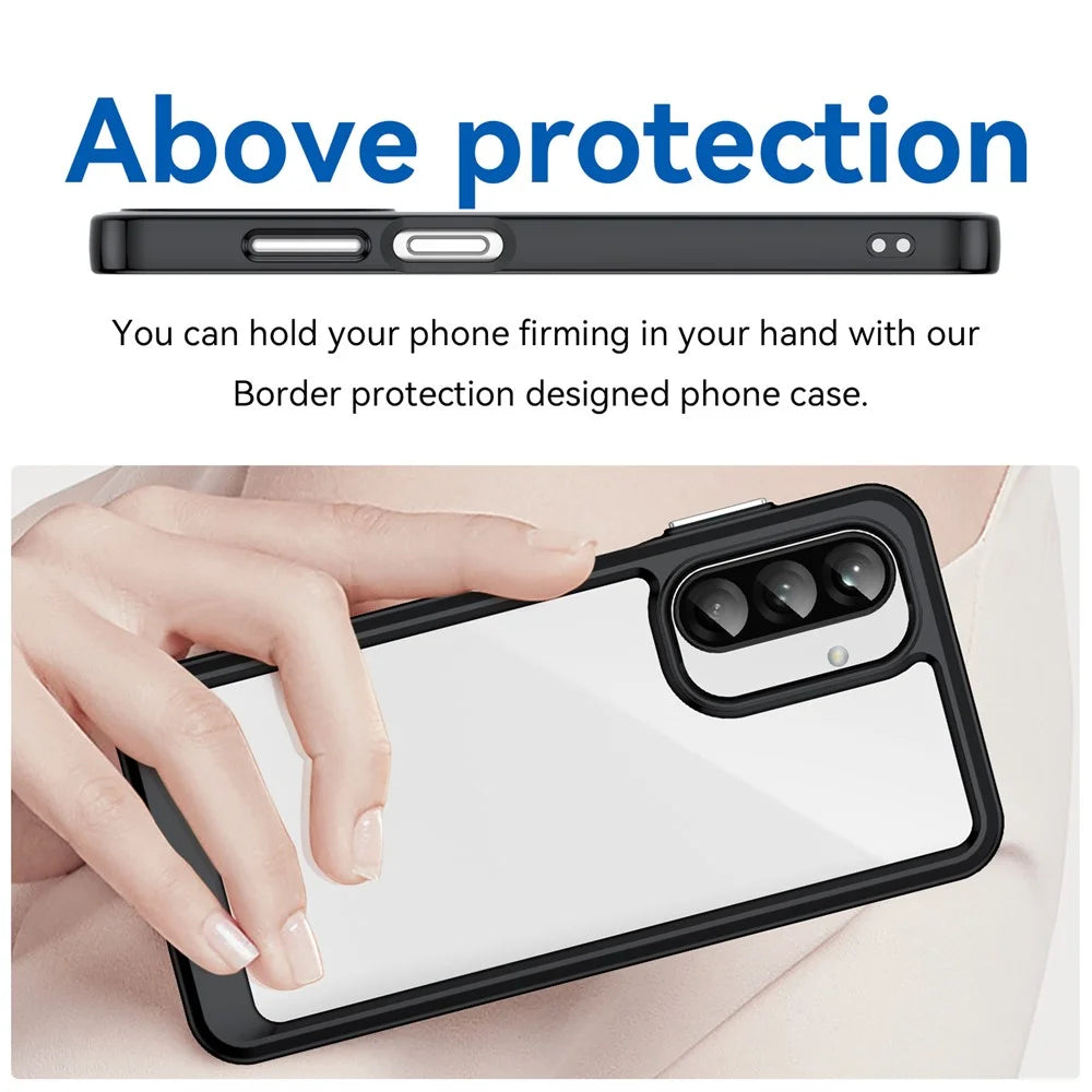 WANLONFENG For Samsung Galaxy A26 5G Phone Case  XC Series TPU Acrylic Cover with Tempered Glass (Big Lens Hole) - Black - 5