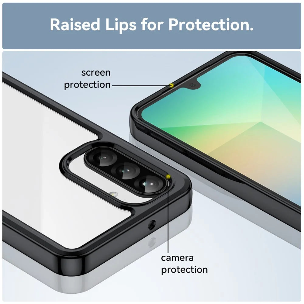 WANLONFENG For Samsung Galaxy A26 5G Phone Case  XC Series TPU Acrylic Cover with Tempered Glass (Big Lens Hole) - Black - 7