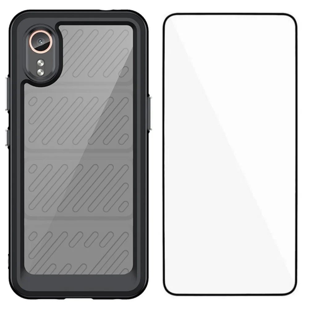 WANLONFENG For Samsung Galaxy Xcover7 Phone Case  XC Series TPU Acrylic Cover with Tempered Glass (Big Lens Hole) - Black - 1