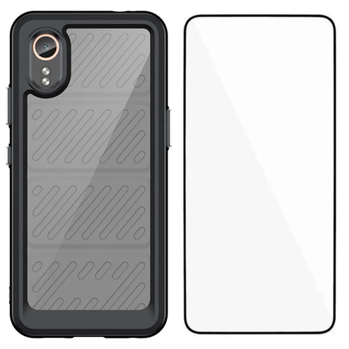 WANLONFENG For Samsung Galaxy Xcover7 Phone Case  XC Series TPU Acrylic Cover with Tempered Glass (Big Lens Hole) - Black - 1