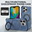 For iPhone 16 Pro Max Magnetic Case Rotating Metal Kickstand Shockproof PC + TPU Phone Back Cover - Dark Blue - 3