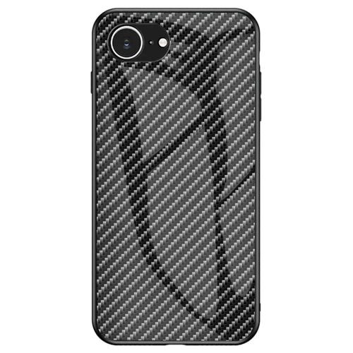 For iPhone 17e / 16e Case Tempered Glass Shockproof Phone Cover - Black Fiber - 1