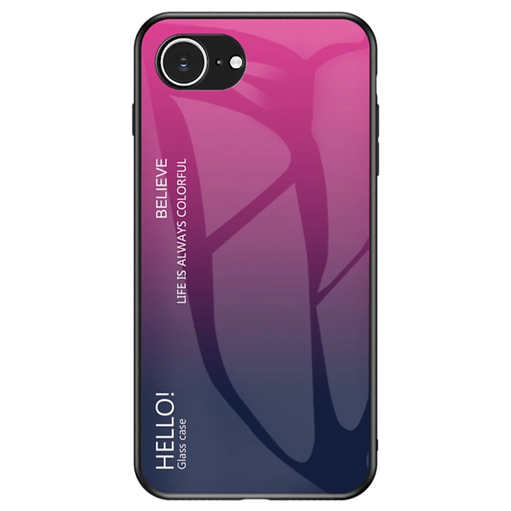 For iPhone 17e / 16e Case Anti-Scratch Tempered Glass + PC + TPU Phone Cover - Gradient Rose - 1