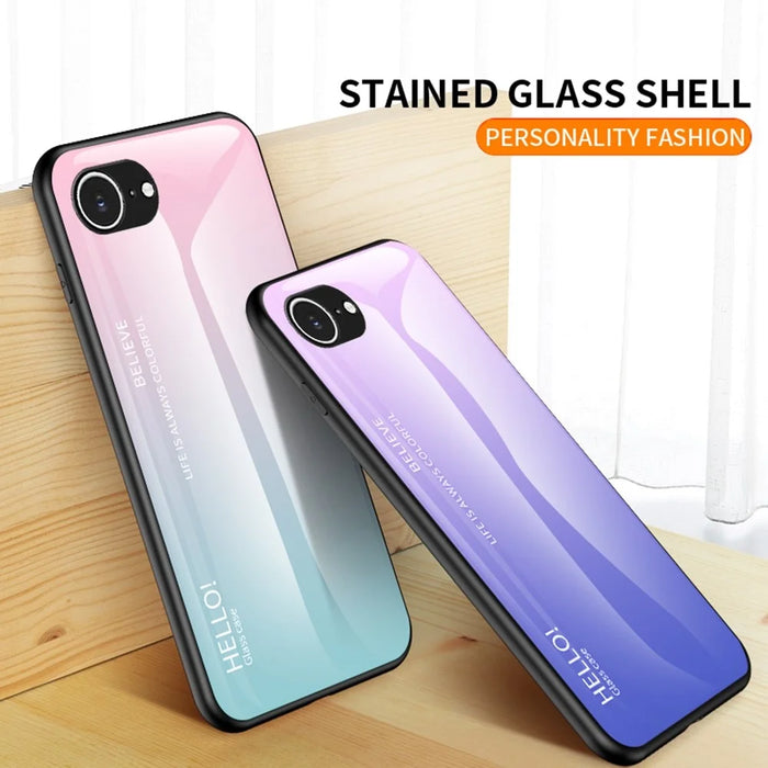 For iPhone 17e / 16e Case Anti-Scratch Tempered Glass + PC + TPU Phone Cover - Gradient Rose - 5
