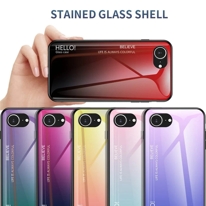 For iPhone 17e / 16e Case Anti-Scratch Tempered Glass + PC + TPU Phone Cover - Gradient Rose - 6