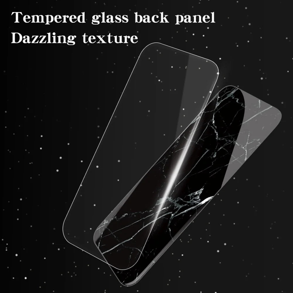 For iPhone 17e / 16e Case Marble Pattern Tempered Glass + PC + TPU Protective Phone Cover - Gold Black Marble - 5
