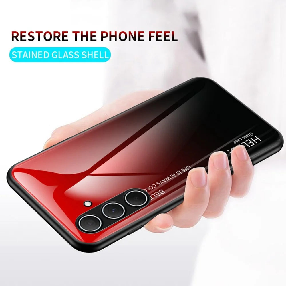 For Samsung Galaxy A56 5G Case Anti-Scratch Tempered Glass + PC + TPU Phone Cover - Gradient Red Black - 3