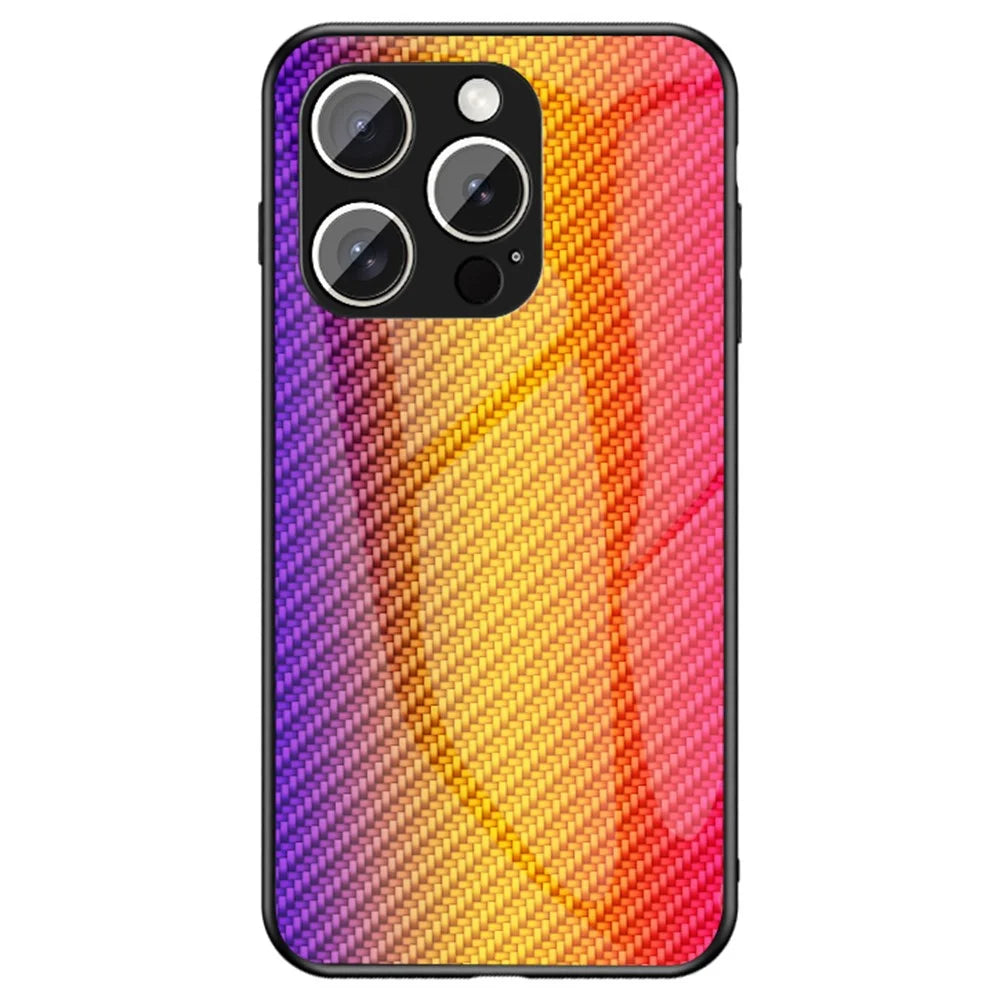 For iPhone 16 Pro Case Tempered Glass Shockproof Phone Cover - Golden Fiber - 1