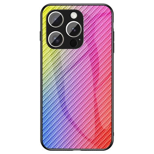 For iPhone 15 Pro Case Tempered Glass Shockproof Phone Cover - Colorful Fiber - 1