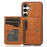 For Samsung Galaxy S24 FE Case Card Holder Kickstand PU Leather + TPU Phone Cover - Brown - 1
