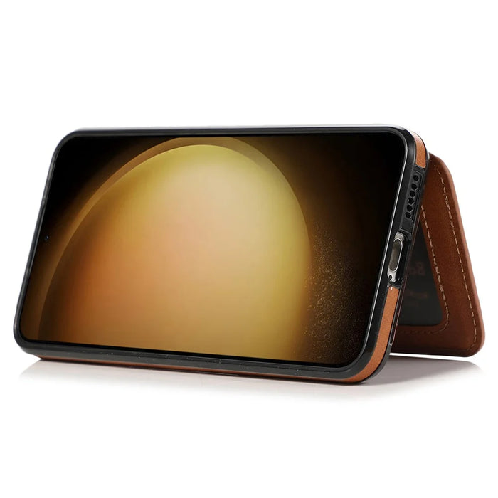 For Samsung Galaxy S24 FE Case Card Holder Kickstand PU Leather + TPU Phone Cover - Brown - 3