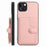 For iPhone 15 Plus Case RFID Blocking Card Holder Kickstand TPU + PU Leather Phone Back Cover - Rose Gold - 2