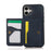 For iPhone 16 Case Card Holder Kickstand PU Leather + TPU Phone Cover - Blue - 1
