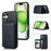 For iPhone 16 Case Card Holder Kickstand PU Leather + TPU Phone Cover - Blue - 7