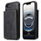 For iPhone 17e / 16e Case Card Holder Kickstand PU Leather + TPU Phone Cover - Black - 1